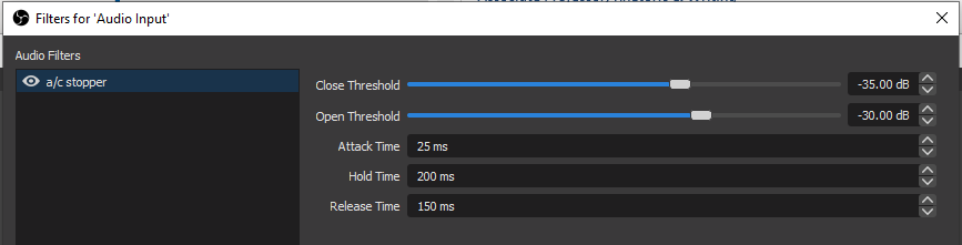 noise gate filter for OBS audio input
