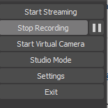 zoomed in screenshot of OBS control panel