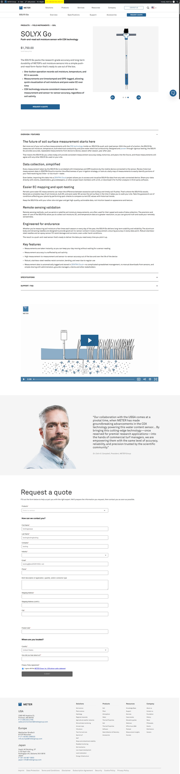 screenshot of the METER SOLYX Go product page as it was on product launch in October 2026